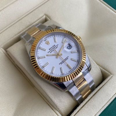 Rolex Datejust 41mm Sw200 Movement 904L Steel 18K White Dial Watch